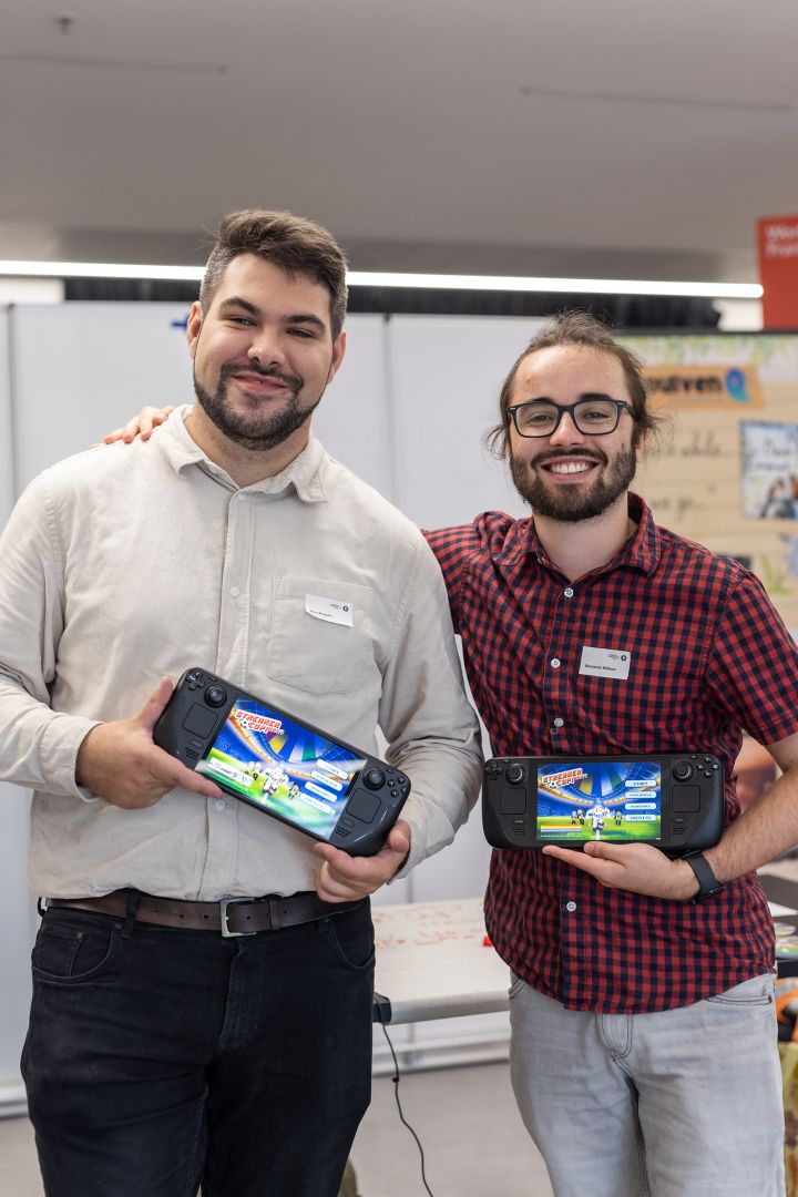 Nico Breycha und Benjamin Wührer beim Kreativwirtschaftstag 2024 in Frankfurt am Main.